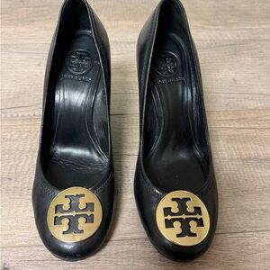 Tory Burch Black and Gold Women's Wedge Shoes